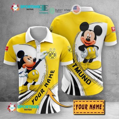Borussia Dortmund Custom Name Yellow Mickey Polo Shirt