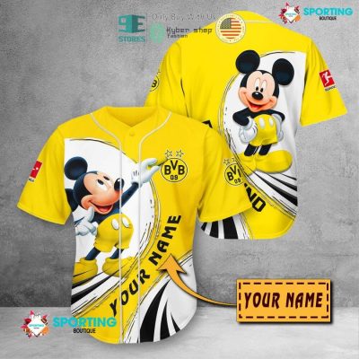 Borussia Dortmund Custom Name Yellow Mickey Baseball Jersey