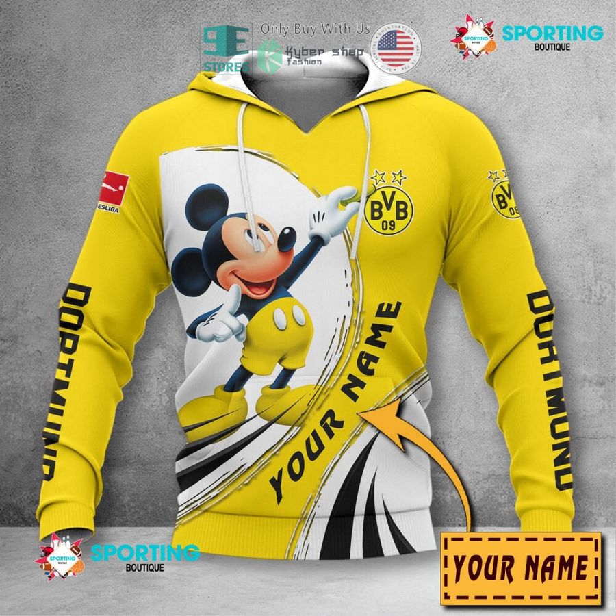 Borussia Dortmund Custom Name Yellow Mickey Pullover Hoodie Borussia Dortmund Custom Name Yellow Mickey Pullover Hoodie