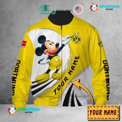 Borussia Dortmund Custom Name Yellow Mickey Bomber Jacket