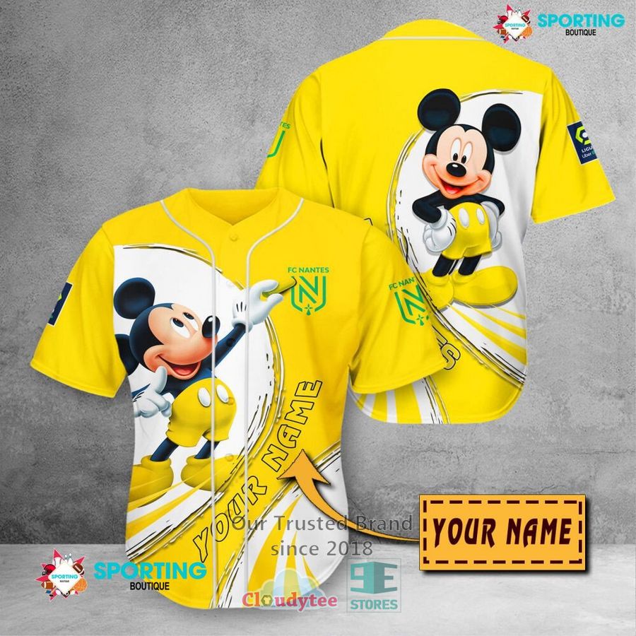 FC Nantes Custom Name Mickey Baseball Jersey FC Nantes Custom Name Mickey Baseball Jersey
