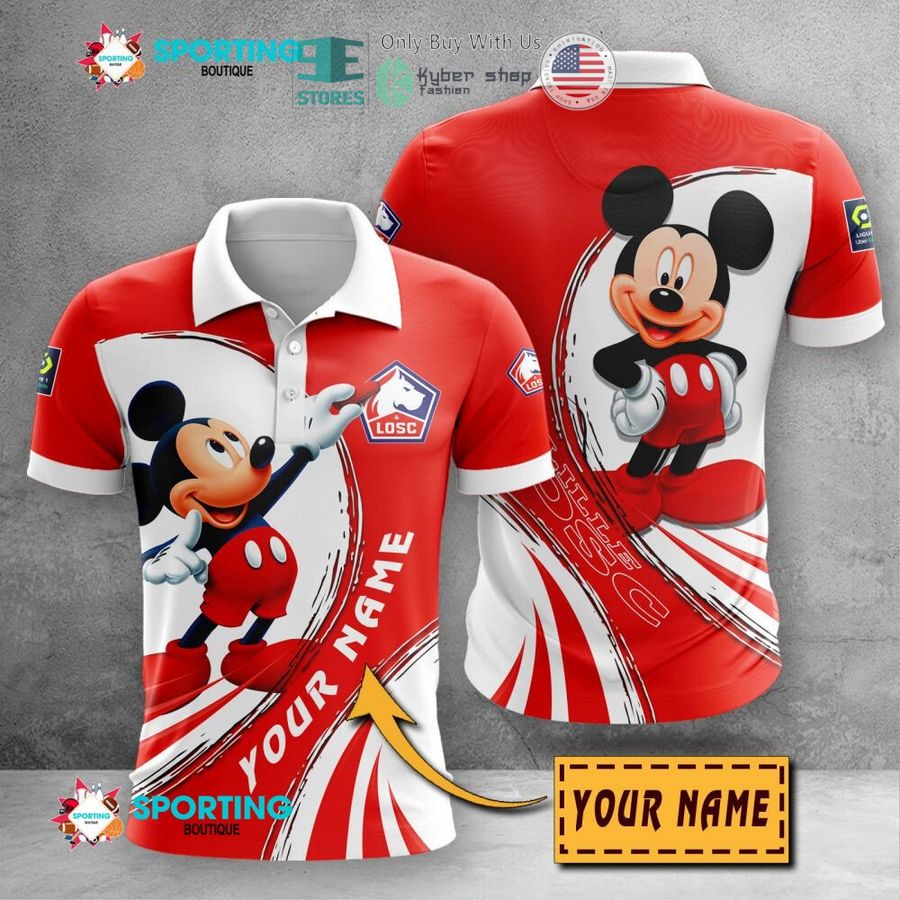 LOSC Lille Custom Name Mickey Polo Shirt LOSC Lille Custom Name Mickey Polo Shirt