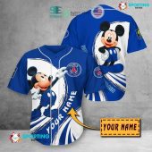 Paris Saint-Germain FC Custom Name Mickey Blue Baseball Jersey