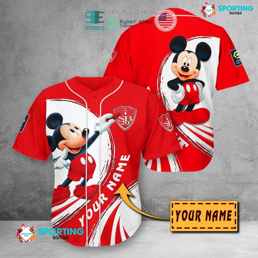 Stade Brestois 29 Custom Name Mickey Baseball Jersey Stade Brestois 29 Custom Name Mickey Baseball Jersey
