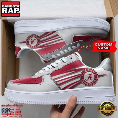 NCAA Custom Name Alabama Crimson Tide Air Force 1 Running Sneakers Shoes