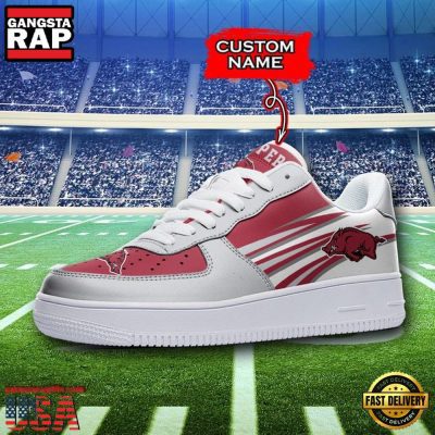 NCAA Custom Name Arkansas Razorbacks Air Force 1 Running Sneakers Shoes