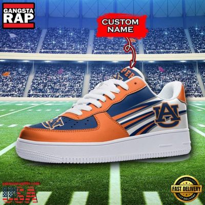 NCAA Custom Name Auburn Tigers Air Force 1 Running Sneakers Shoes
