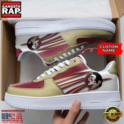 NCAA Custom Name Florida State Seminoles Air Force 1 Running Sneakers Shoes