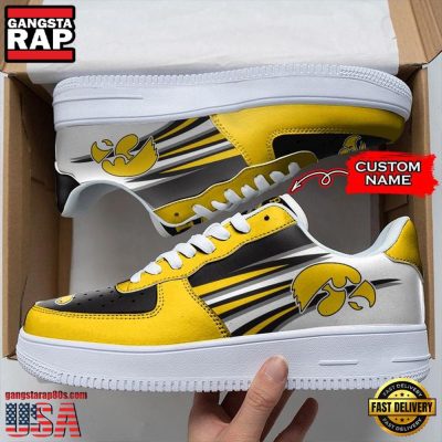 NCAA Custom Name Iowa Hawkeyes Air Force 1 Running Sneakers Shoes