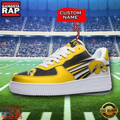 NCAA Custom Name Iowa Hawkeyes Air Force 1 Running Sneakers Shoes