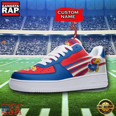 NCAA Custom Name Kansas Jayhawks Air Force 1 Running Sneakers Shoes