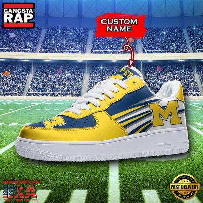 NCAA Custom Name Michigan Wolverines Air Force 1 Running Sneakers Shoes