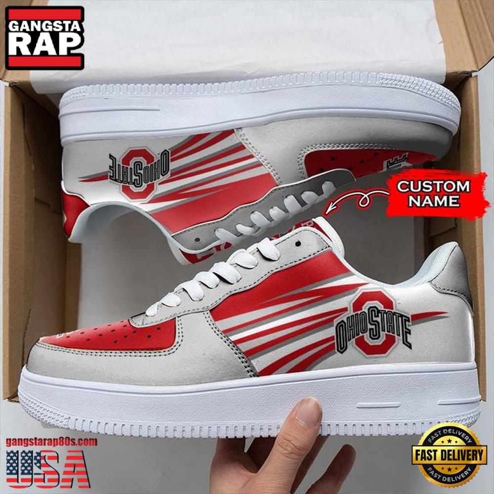 NCAA Custom Name Ohio State Buckeyes Air Force 1 Running Sneakers Shoes NCAA Custom Name Ohio State Buckeyes Air Force 1 Running Sneakers Shoes