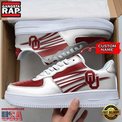 NCAA Custom Name Oklahoma Sooners Air Force 1 Running Sneakers Shoes