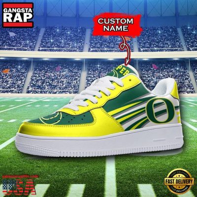 NCAA Custom Name Oregon Ducks Air Force 1 Running Sneakers Shoes