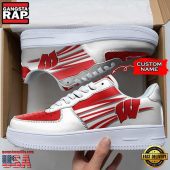 NCAA Custom Name Wisconsin Badgers Air Force 1 Running Sneakers Shoes