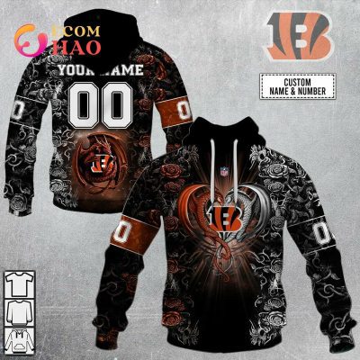 NFL Cincinnati Bengals Custom Name Number Dragon Pullover Hoodie