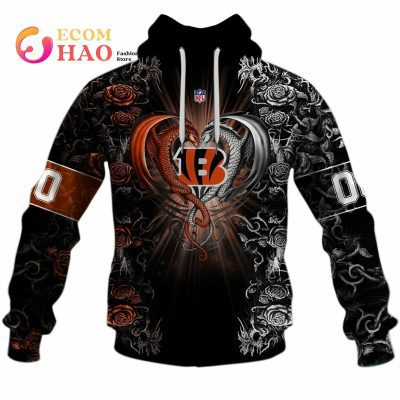NFL Cincinnati Bengals Custom Name Number Dragon Pullover Hoodie