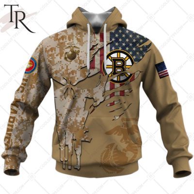 Personalized NHL Boston Bruins Marine Corps Camo Hoodie