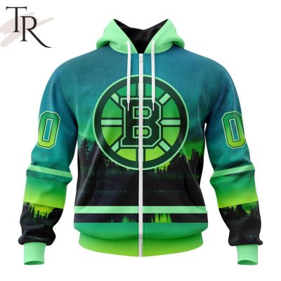 Personalized NHL Boston Bruins Special Design With Northern Light Full Printed Hoodie