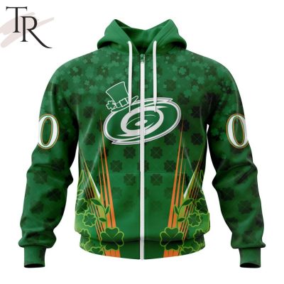 Personalized NHL Carolina Hurricanes Full Green Design For St. Patrick's Day Hoodie