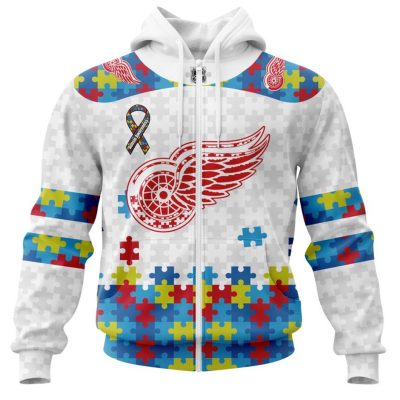 Personalized NHL Detroit Red Wings Autism Awareness 3D Hoodie