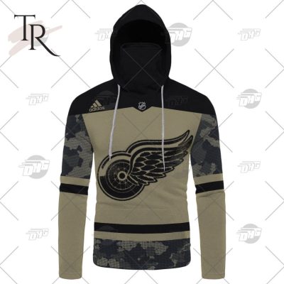 Personalized NHL Detroit Red Wings Camo Military Appreciation Team Authentic Custom Practice Jersey Hoodie 3D