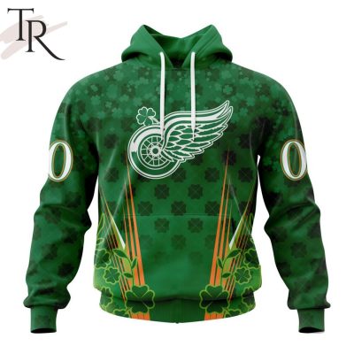 Personalized NHL Detroit Red Wings Full Green Design For St. Patrick's Day Hoodie