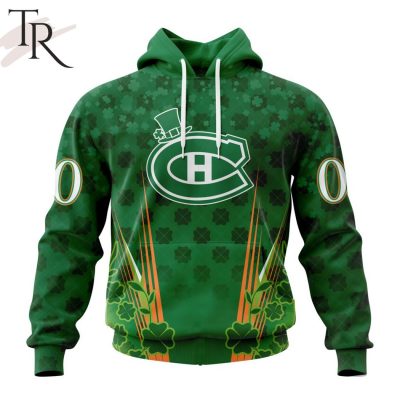Personalized NHL Montreal Canadiens Full Green Design For St. Patrick's Day Hoodie