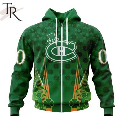 Personalized NHL Montreal Canadiens Full Green Design For St. Patrick's Day Hoodie