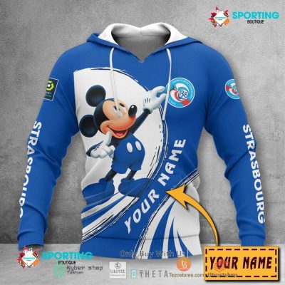 RC Strasbourg Alsace Custom Name Mickey Pullover Hoodie