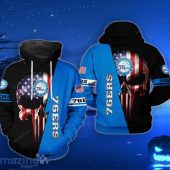 NBA Philadelphia 76ers US Flag Punisher Skull Pullover Hoodie