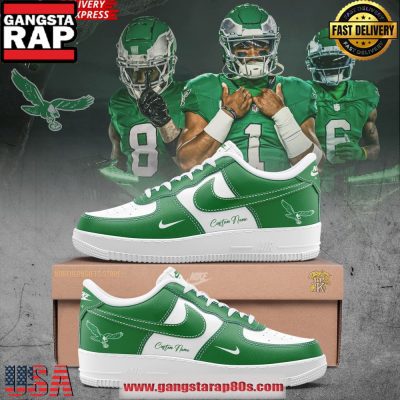 Philadelphia Eagles Kelly Green Custom Air Force 1 Running Sneakers