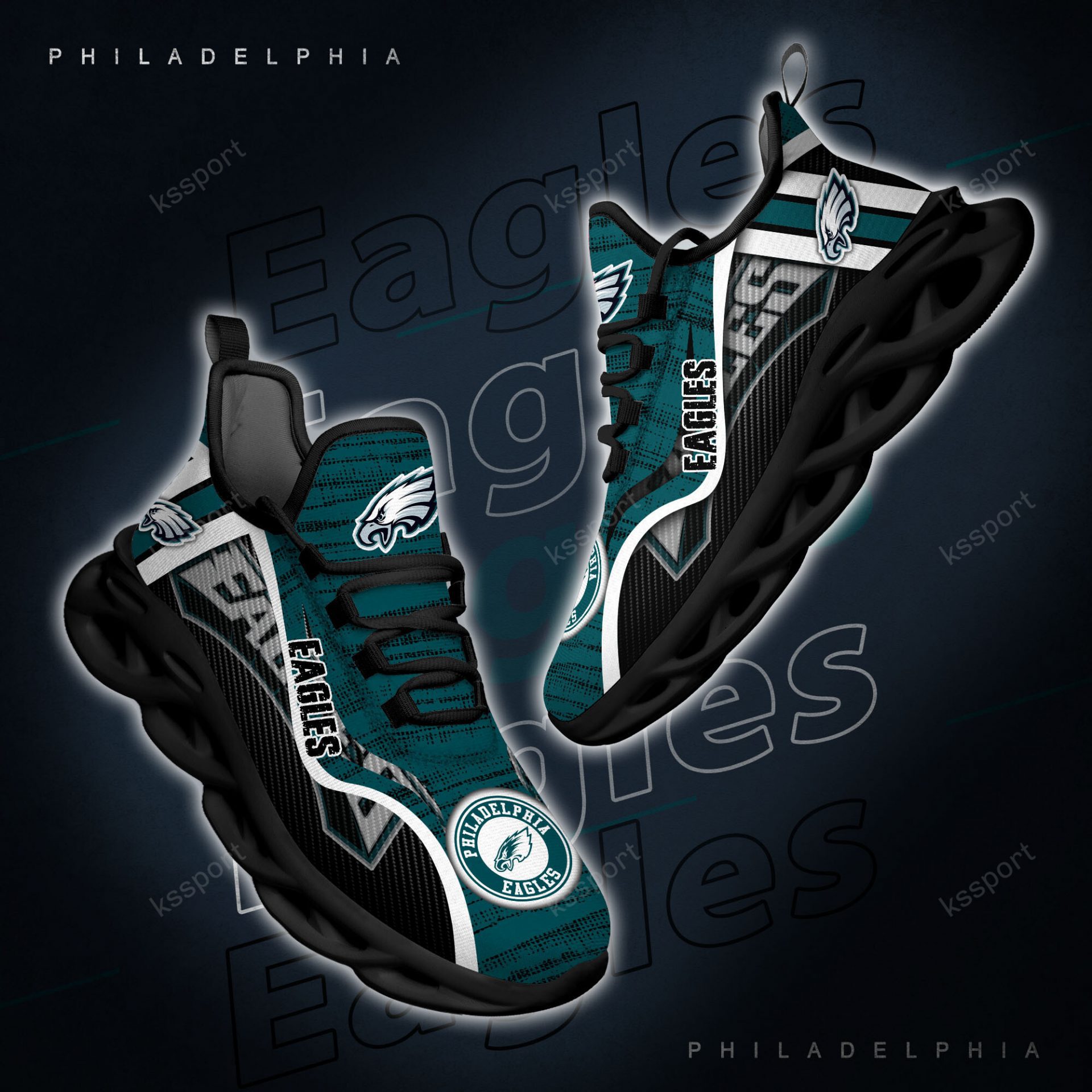 NFL Philadelphia Eagles Green Black Max Soul Shoes