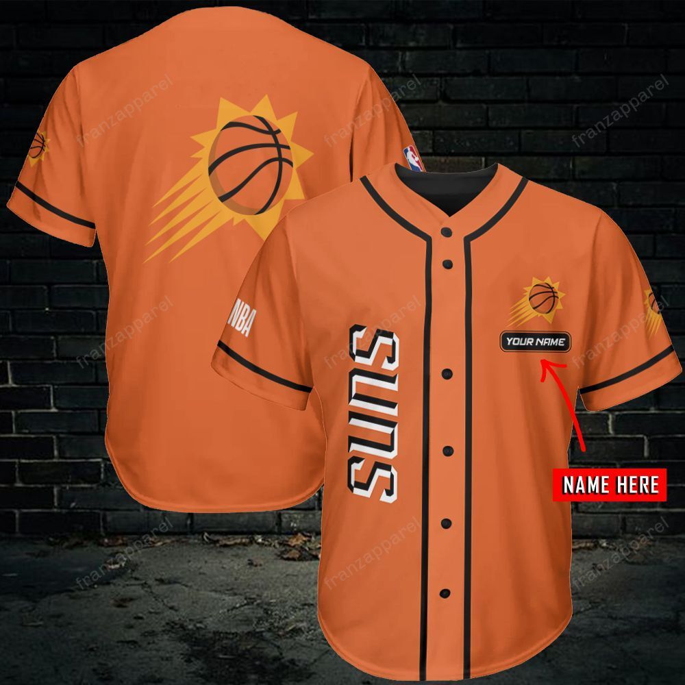 NBA Phoenix Suns Custom Name Orange Baseball Jersey NBA Phoenix Suns Custom Name Orange Baseball Jersey