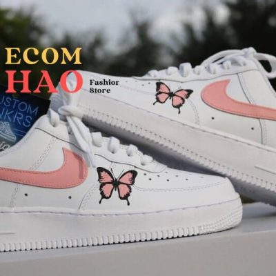 Pink Butterfly Custom Air Force 1 Painted