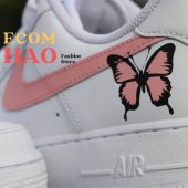Pink Butterfly Custom Air Force 1 Painted Rejuvenating Picture - demo10