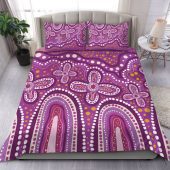 Australia Aboriginal Bedding Set - Dot painting illustration in Aboriginal style Pink Bedding Set