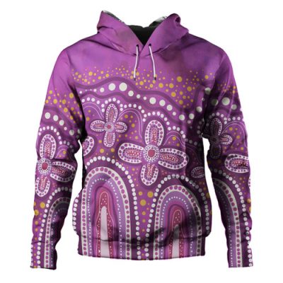 Australia Aboriginal Hoodie - Dot painting illustration in Aboriginal style Pink Hoodie