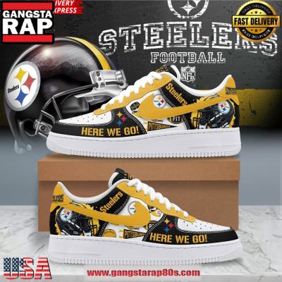 Pittsburgh Steelers Here We Go Air Force 1 Running Sneakers Shoes