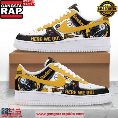 Pittsburgh Steelers Here We Go Air Force 1 Running Sneakers Shoes