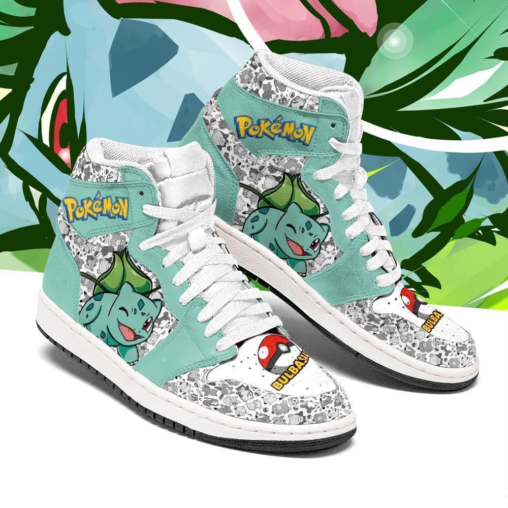 POKEMON Bulbasaur Anime Air Jordan 1 High Sneakers POKEMON Bulbasaur Anime Air Jordan 1 High Sneakers