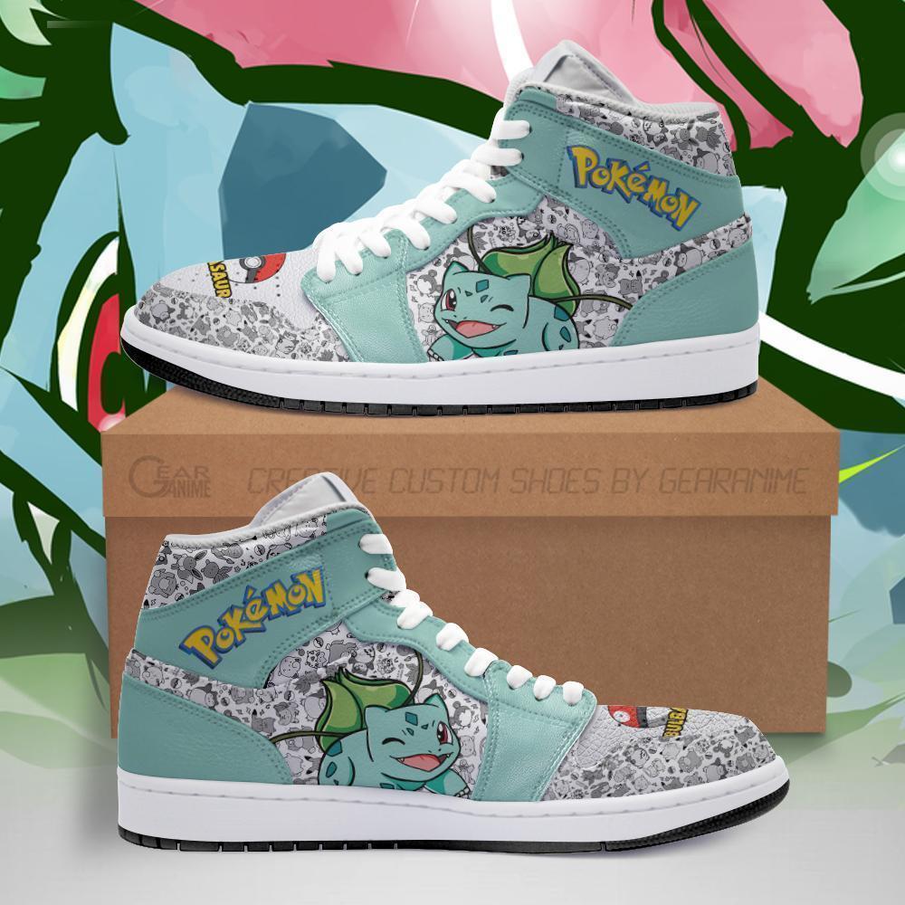 POKEMON Bulbasaur Anime Air Jordan 1 High Sneakers POKEMON Bulbasaur Anime Air Jordan 1 High Sneakers