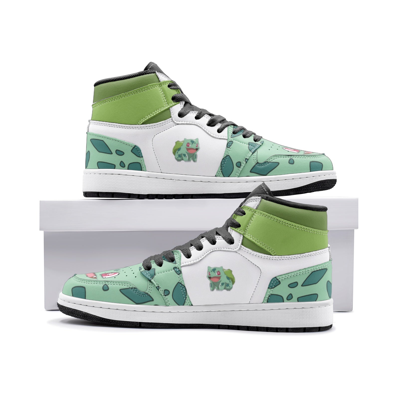 POKEMON Bulbasaur Green White Air Jordan 1 High Sneakers POKEMON Bulbasaur Green White Air Jordan 1 High Sneakers