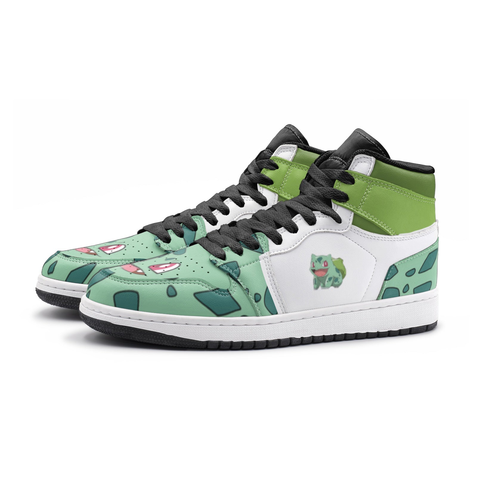 POKEMON Bulbasaur Green White Air Jordan 1 High Sneakers POKEMON Bulbasaur Green White Air Jordan 1 High Sneakers
