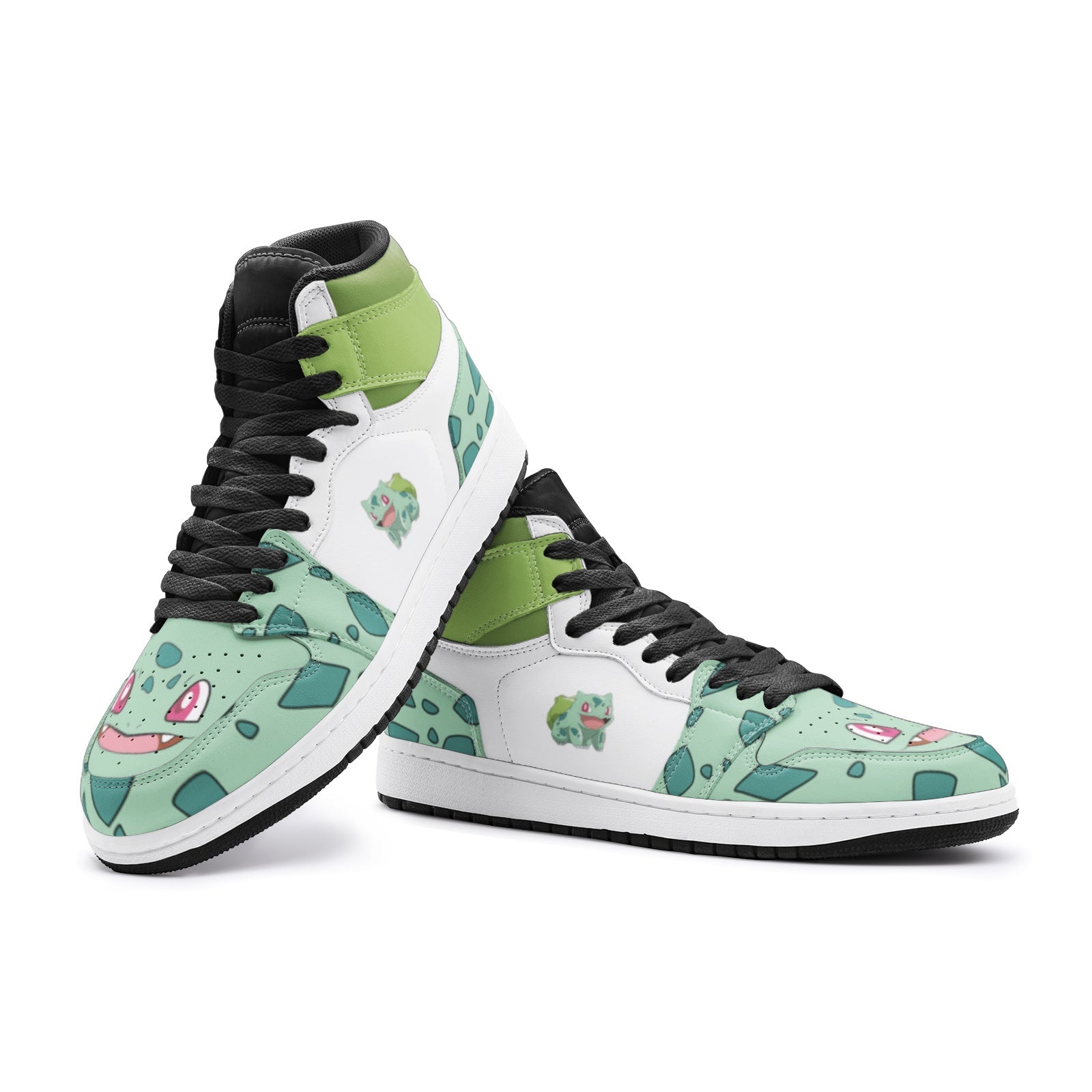 POKEMON Bulbasaur Green White Air Jordan 1 High Sneakers POKEMON Bulbasaur Green White Air Jordan 1 High Sneakers