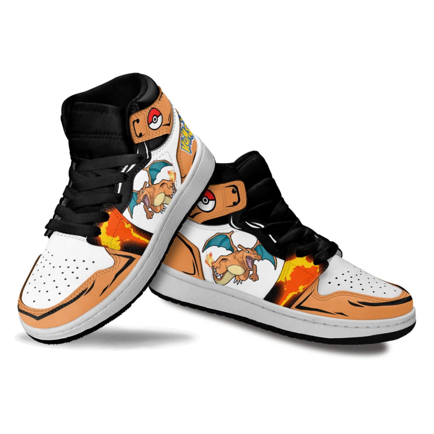 POKEMON Charizard Black Orange Air Jordan 1 High Sneakers POKEMON Charizard Black Orange Air Jordan 1 High Sneakers