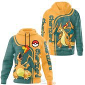 POKEMON Charizard Orange Teal Pullover Hoodie