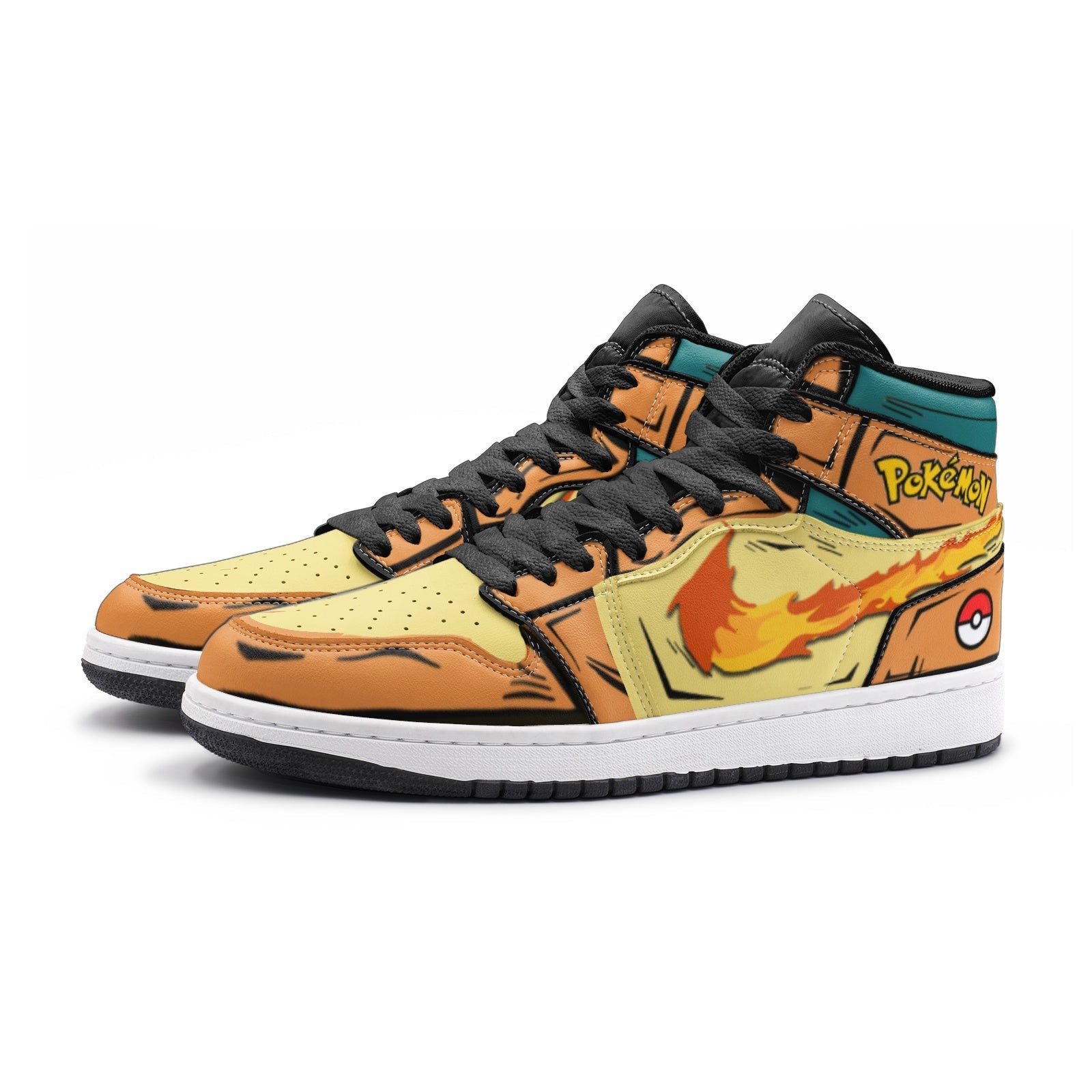 POKEMON Charizard Yellow Air Jordan 1 High Sneakers POKEMON Charizard Yellow Air Jordan 1 High Sneakers