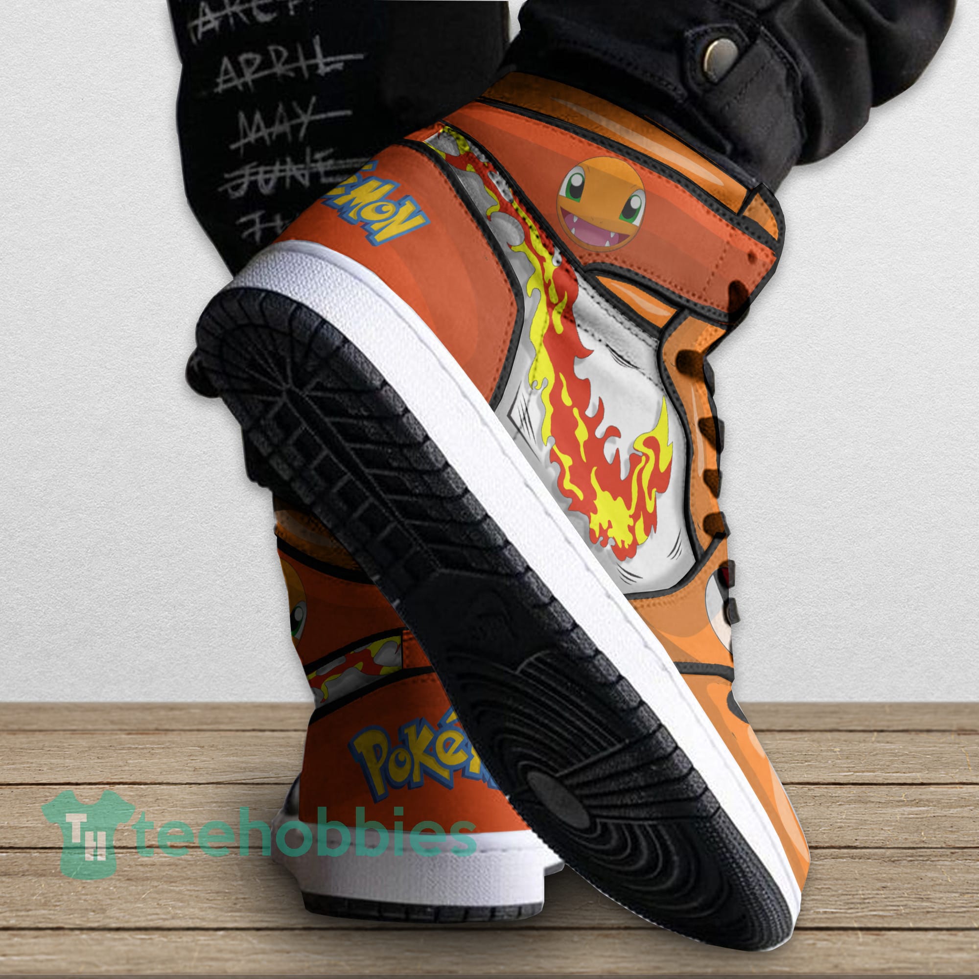 POKEMON Charmander Orange Air Jordan 1 High Sneakers POKEMON Charmander Orange Air Jordan 1 High Sneakers